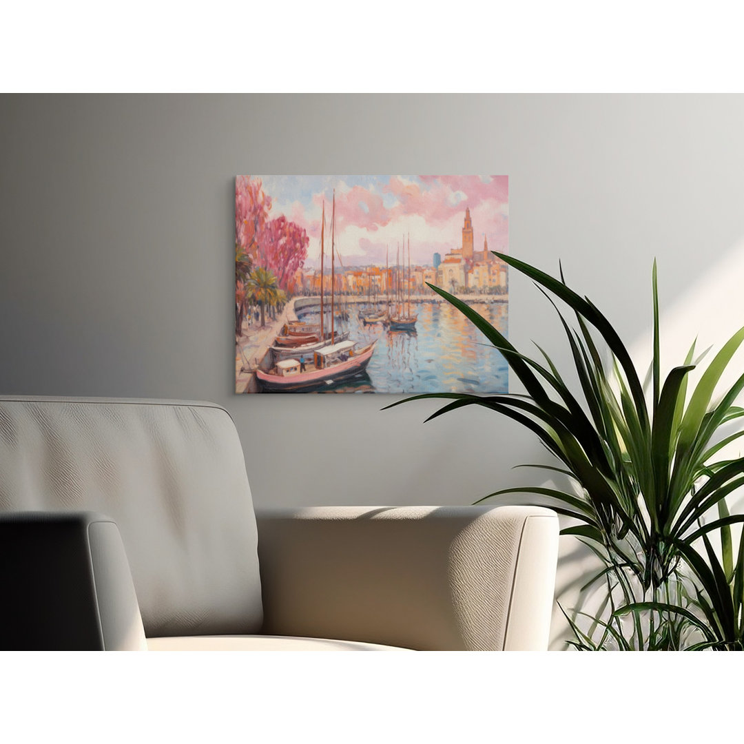 Coastal Town Canvas Wall Art, Harbor Scene, Gallery Wrapped, Ready to Hang, Sailboat Art, Archival Quality, Statement Piece, Modern Decor