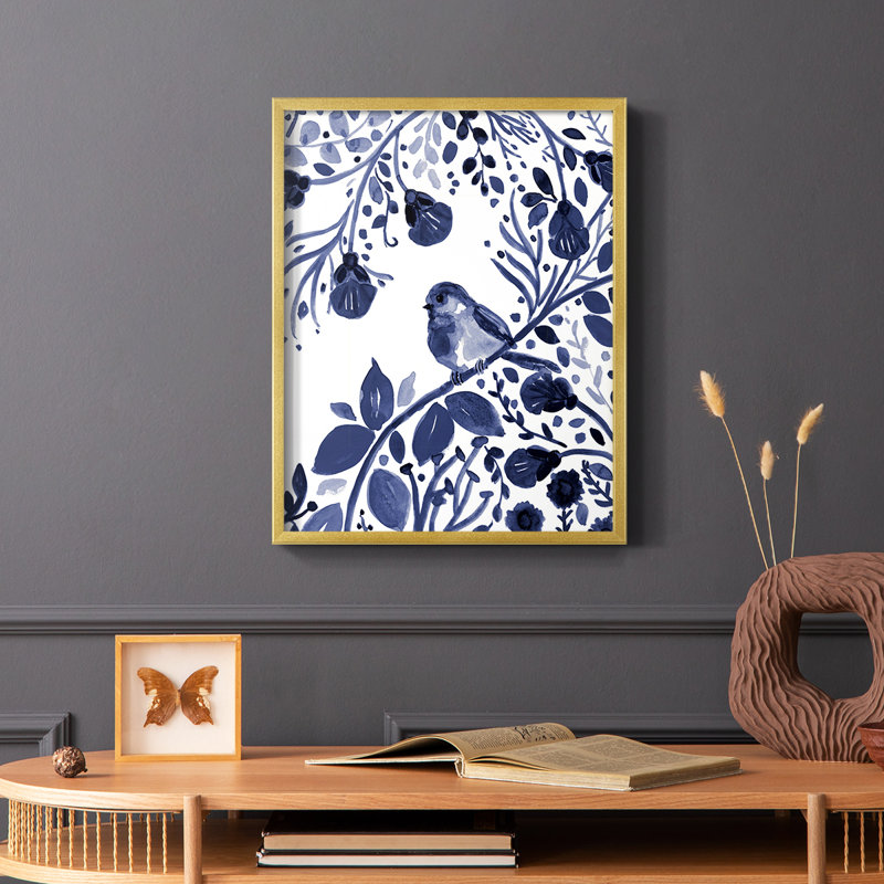 Indigo Song II, reproduction encadrée - bois massif, H 10 po x l 8 po