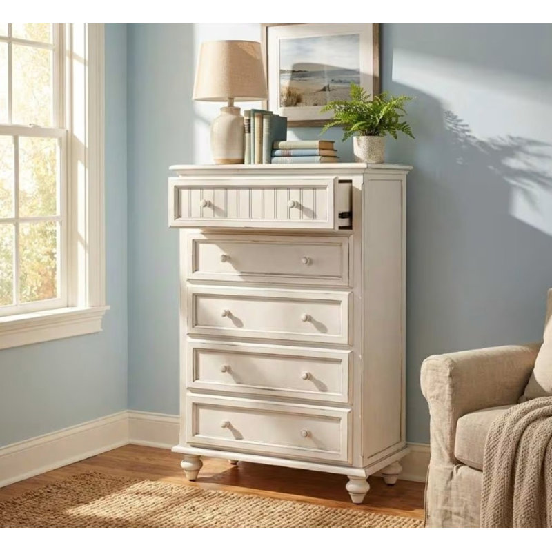 Kolya - 5 Drawer Chest - Blanc Finish, White