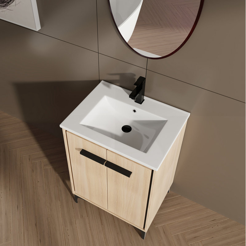 Wangler 24.02 " W Wall Mounted Wall Mounted 1 Single Vanity Bathroom Vanity With Ceramic Top