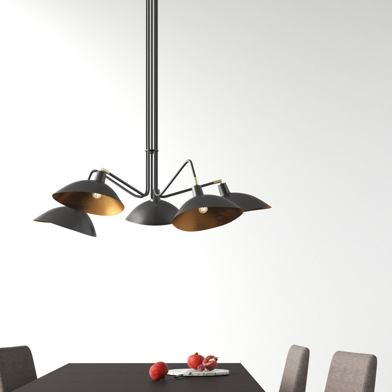 Duke 5 - Light Dimmable Geometric Chandelier, Black