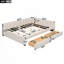 Grand lit plateforme tapissier avec USB et 2 tiroirs, beige-1862839964