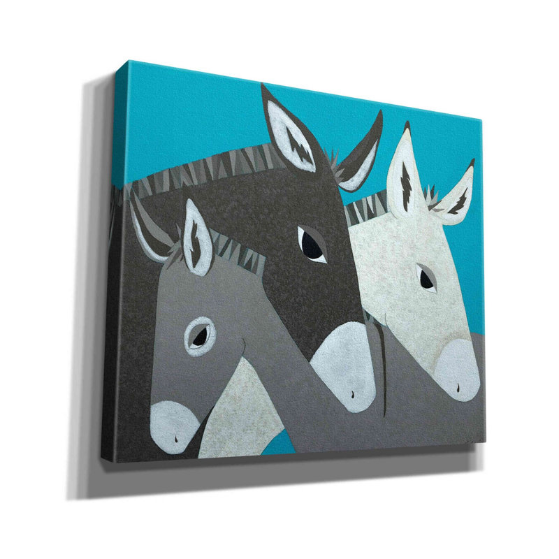 «Donkey Family» par Casey Craig, impression sur toile, H 26 po x l 30 po x P 1,5 po