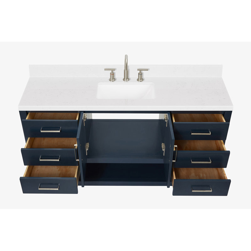 ARIEL Magnolia 60 Single Sink Bathroom Vanity with Top, Midnight Blue