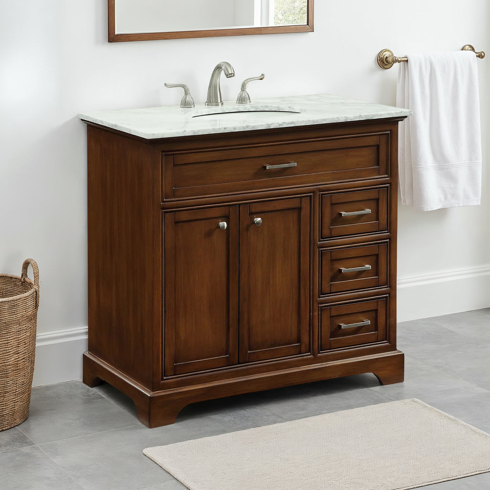 Hermes 36'' Single Bathroom Vanity, Teak