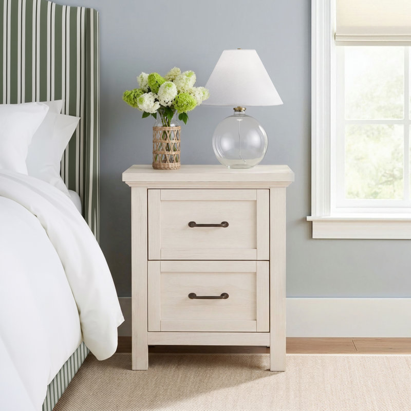 Aceline 24.48'' W Solid Wood Nightstand, White