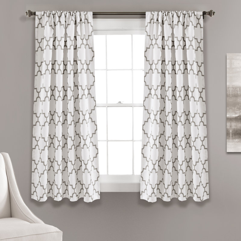  Paire de rideaux obscurcissant et géométrique, gris, l 52 po x L 84 po