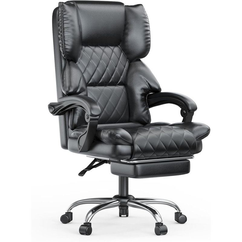 Executive Chair Faux Leather Office Chair, Black