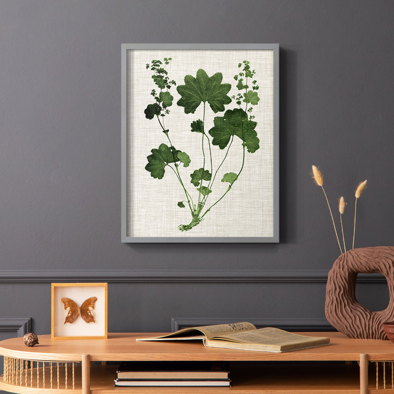 «Forest Foliage on Linen», reproduction encadrée en bois massif, H 10 po x l 8 po, Gris