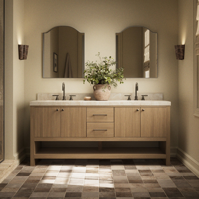 Meuble-lavabo double Anthem, Satin Light Wash Oak