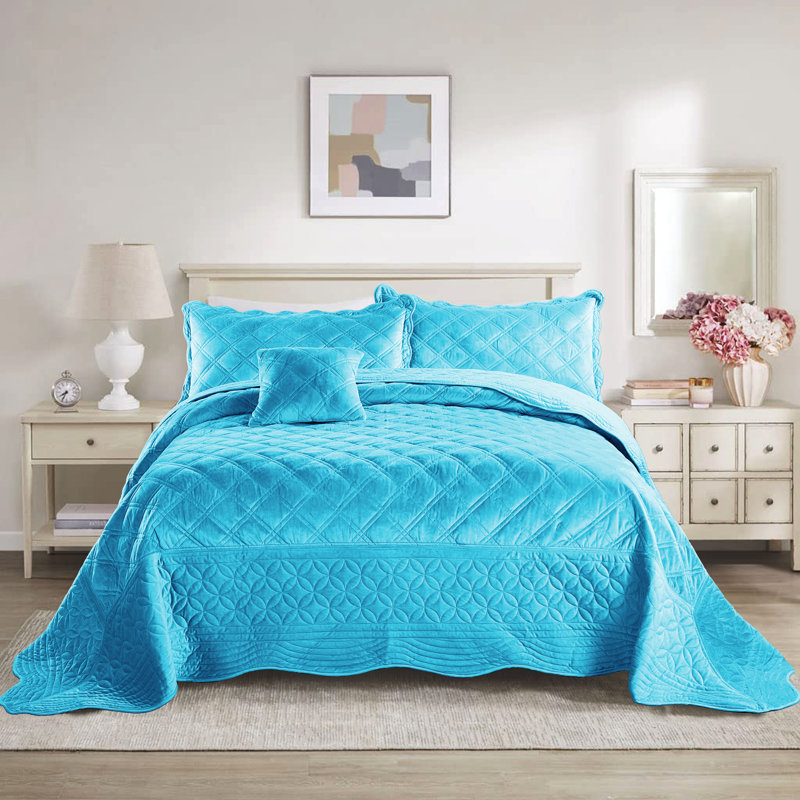 Ensemble de couette surdimensionné de 4 pièces en microfibre douce, Bleu plongée sous-marine