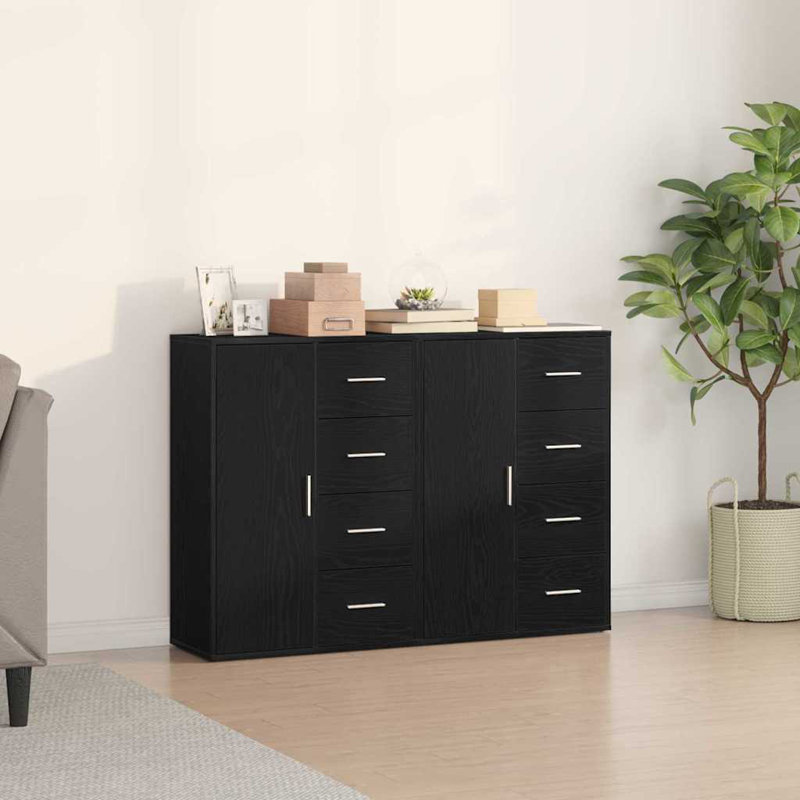 Sideboards 2 Pcs 60X31x84 Cm Engineered Wood, Black Oak