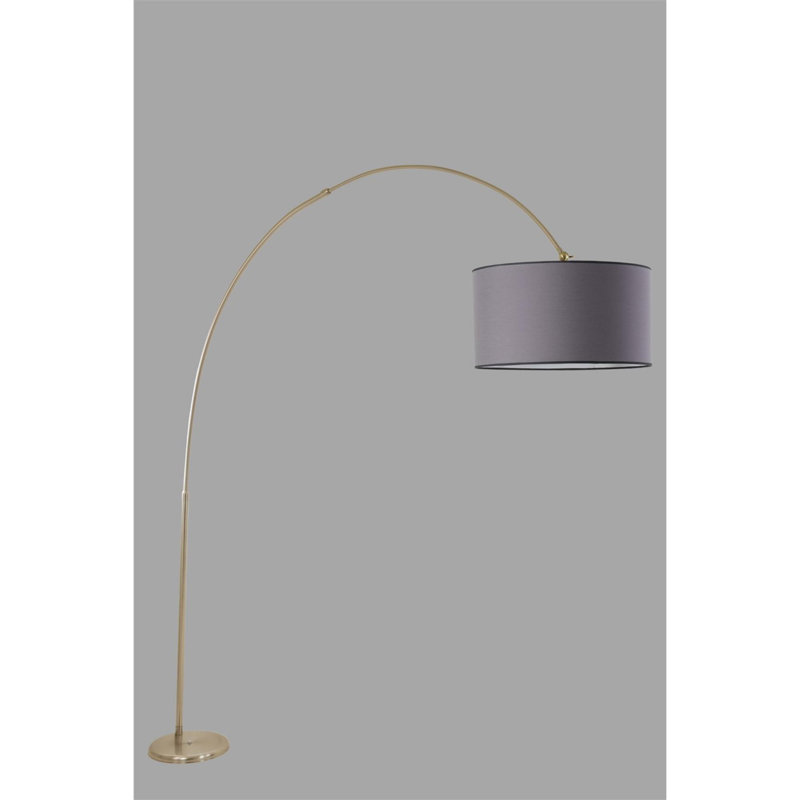 Ziggy 220cm Arched Floor Lamp, Chrome, Light Grey