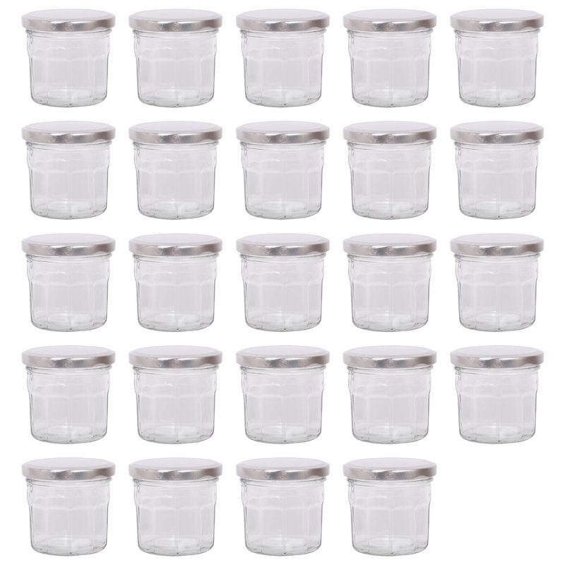 Argon Tableware  Glass Preserving Jars, 130ml, Silver