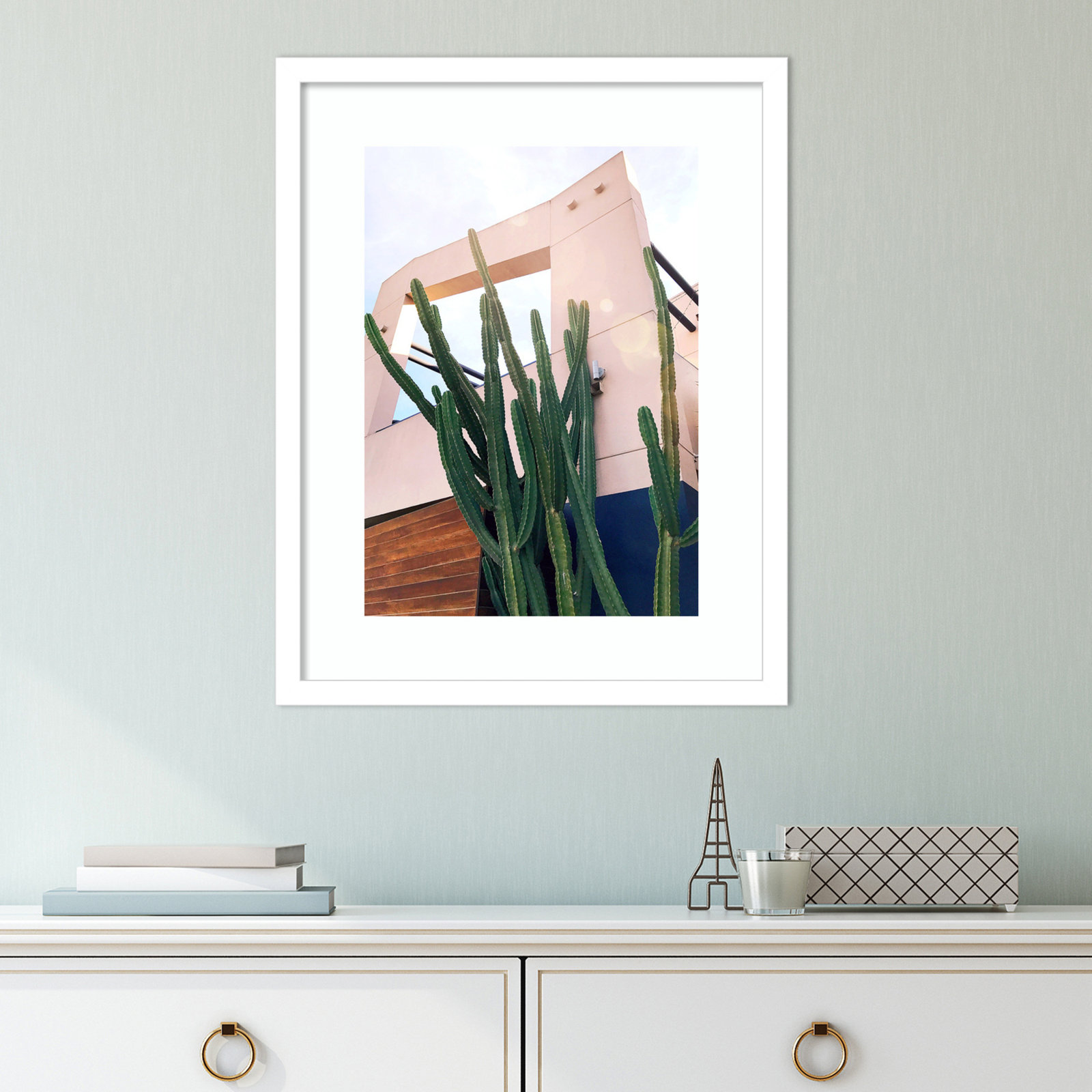 Abbot Kinney Blvd by Rachel Dowd, White Framed, 25.38" H x 20.38" W x 0.875" D