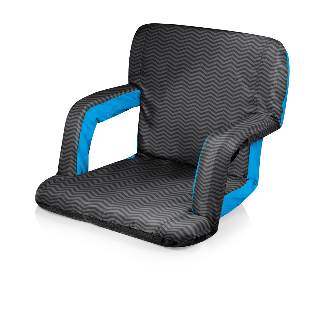 Ventura Reclining Stadium Seat with Back Support - Bleacher Seat - Beach Floor Chair Cesar Arlmont & Co. Color: Black/Gray/Blue