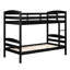 Lit simple noir au-dessus d'un lit superposé, garde-corps sur le dessus, cadre de lit en bois, finition idéale pour les chambres d'amis