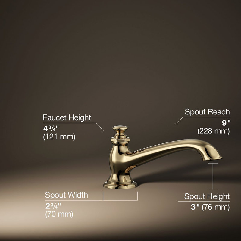 Artifacts Deck Mounted Roman Tub Faucet with Flare Design, Vibrant French Gold