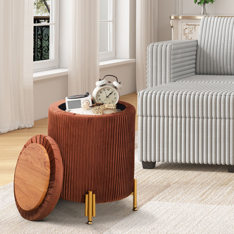 Ozite Velvet Ottoman, Caramel 