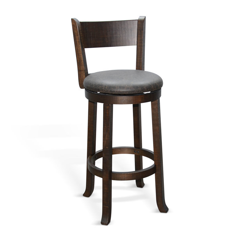 Spitler Swivel Upholstered Counter Stool with Solid Wood Frame, Bar Stool (30" Seat Height), Tobacco Leaf