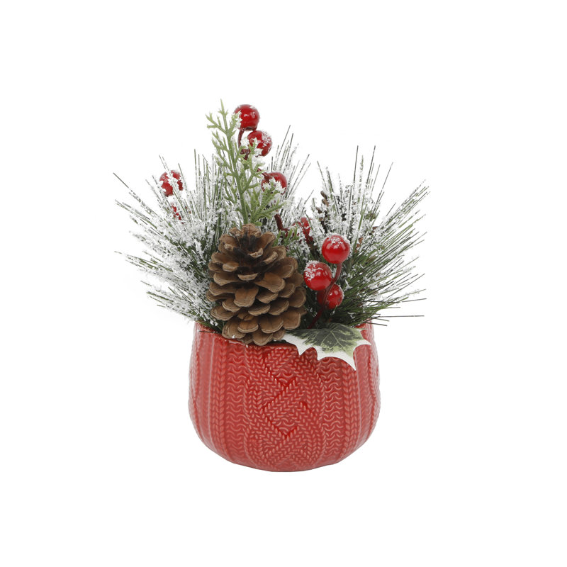 Arbre de Noël 8 po H blanc / vert floqué / givré