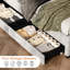 Structure de lit double pleine grandeur avec DEL et 4 tiroirs, aucun sommier requis, velours gris, structure en métal robuste, éclairage des tiroirs de chambre à coucher moderne, nécessaire, revêtement en velours, cadre-1085856165
