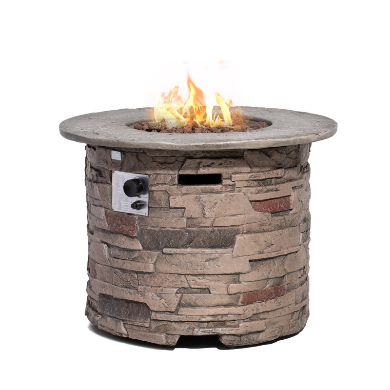 Cliff Round Concrete Propane Fire Pit Table