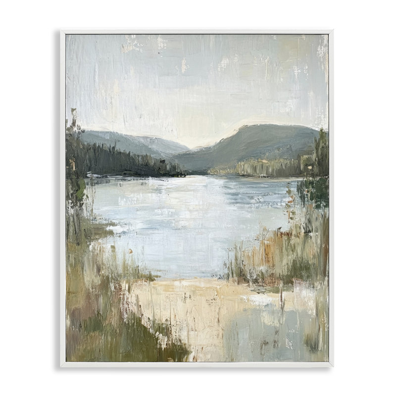 Abstrait, "Lake Shore & Mountains", estampe numérique, design par Petal Prints Design, H 14 po x l 11 po