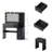 35" LED Makeup Vanity Set with Mirror, USB Charging Station, 5 Drawers Storage, Black Vanity Desk with Stool for Bedroom-1652537281