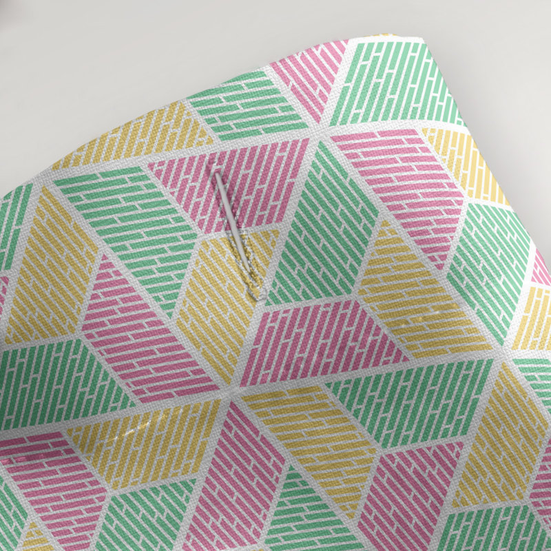 Katelyn Elizabeth Geometric Shower Curtain, Green/Pink/Yellow
