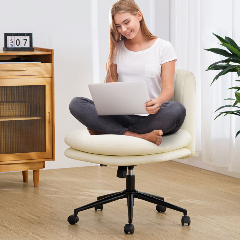 Chaise de bureau Latitude Run® Criss, Crème, Yes