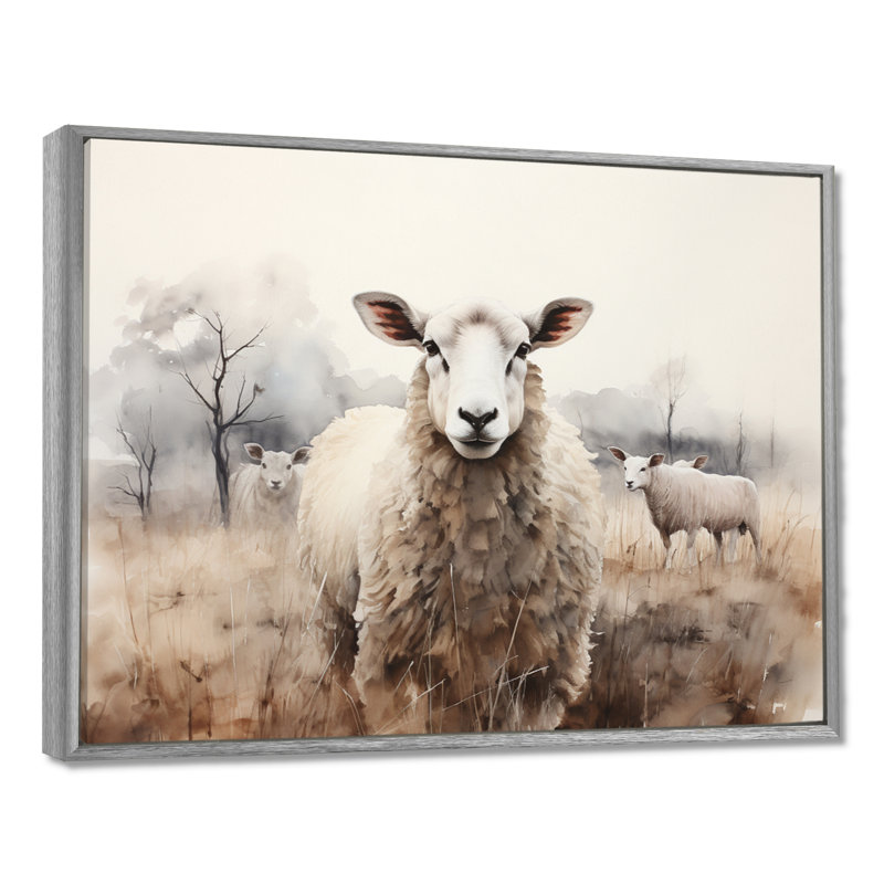 Sheep Silent Symphony - Sheep, art encadré, H 12 po x l 20 po x P 1 po, Encadrement argenté