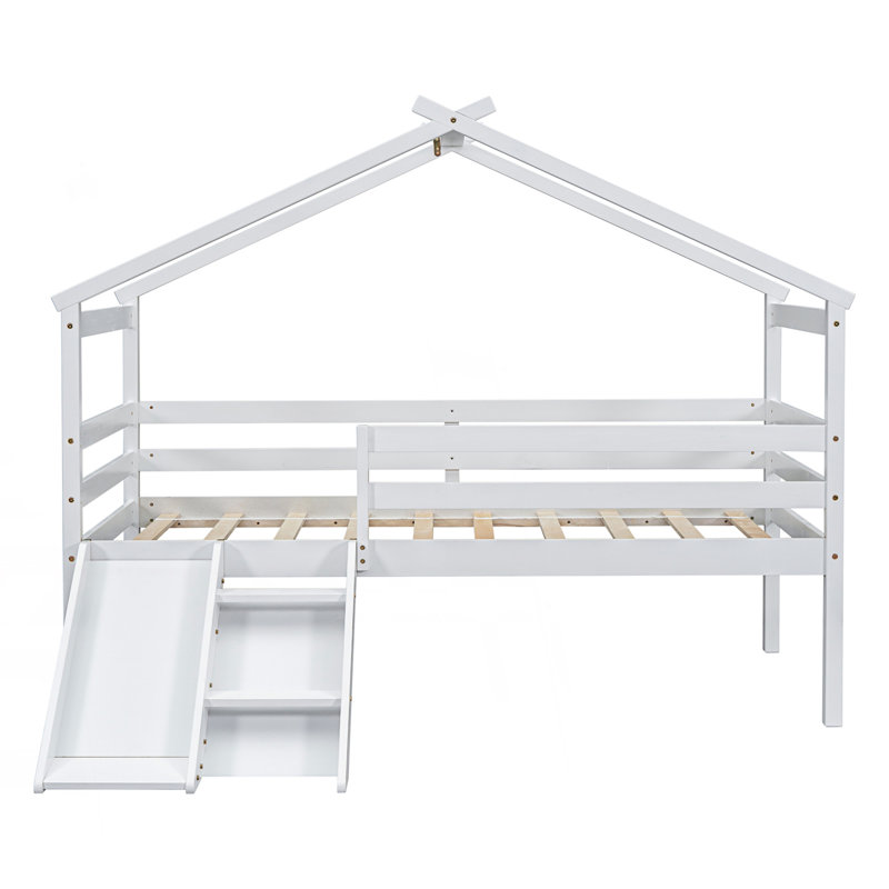 Lit simple mezzanine bas avec glissade, échelle et garde-corps de sécurité