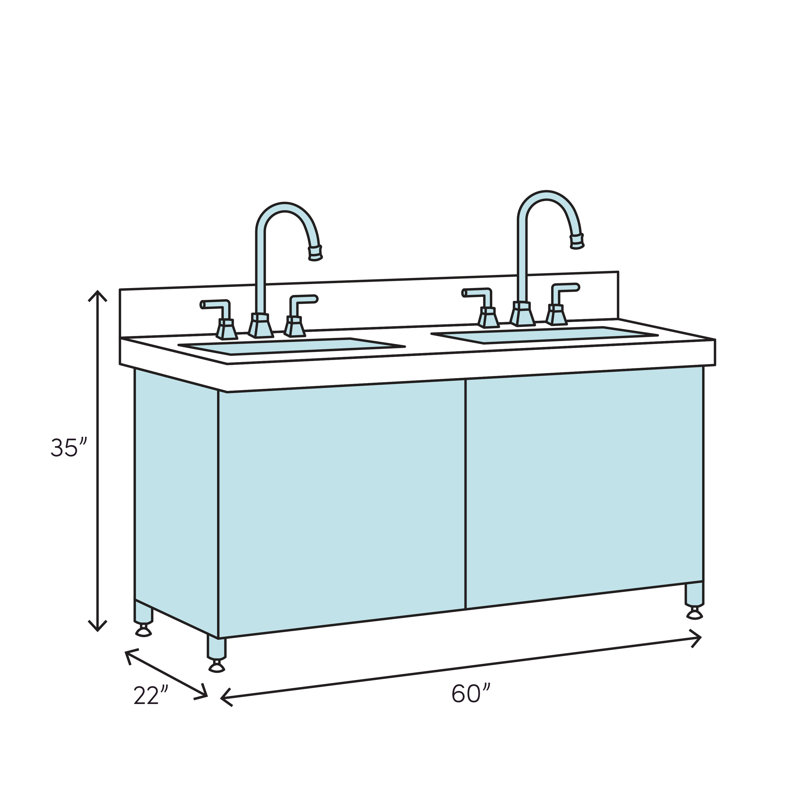 Ensemble de meuble-lavabo double 60 po Vitiello, Brun, Bois noir