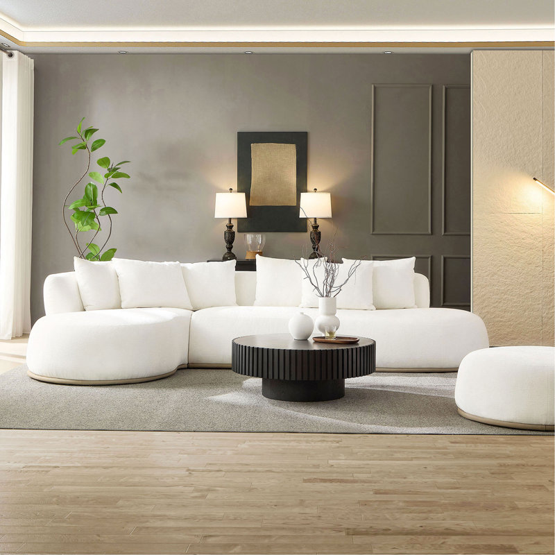 Canapé modulaire surdimensionné en L de 134,63 po avec méridienne faisant face à la gauche et assise profonde pour salon ORANAGE