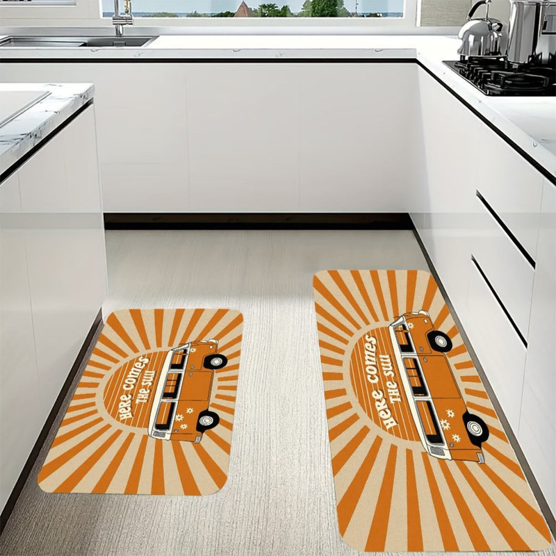 Ensemble de 2 tapis de cuisine rétro Van Bohemian Home Decor