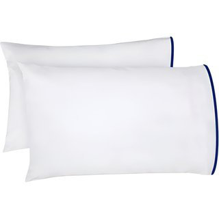400TC Embroidery Cotton Sateen 4 Piece Sheet Set Fitted Sheet Fits Upto 16" Deep Pocket, Full Sheet Set, Navy Blue Border