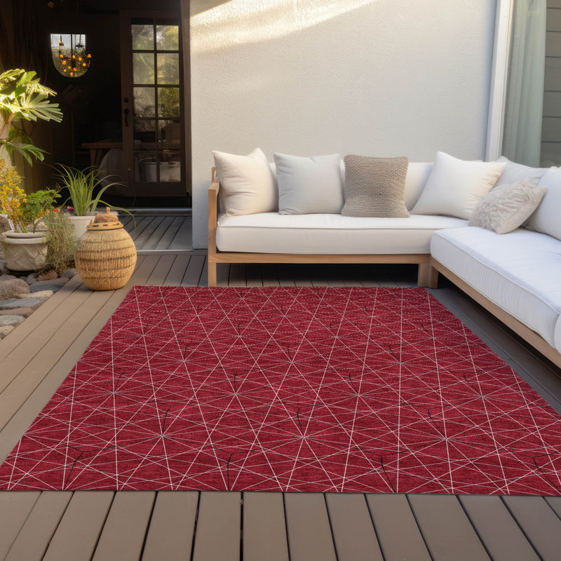Tapis intérieur / extérieur rouge Alina , 10 pi x 14 pi