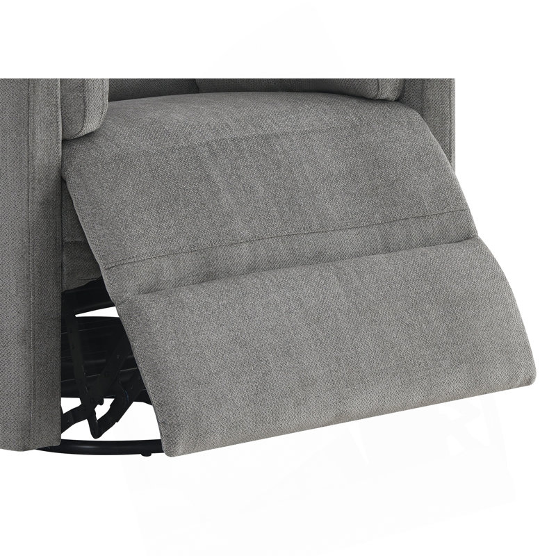 Sagen Charcoal Chenille  Glider Recliner With Swivel, Gray Chenille