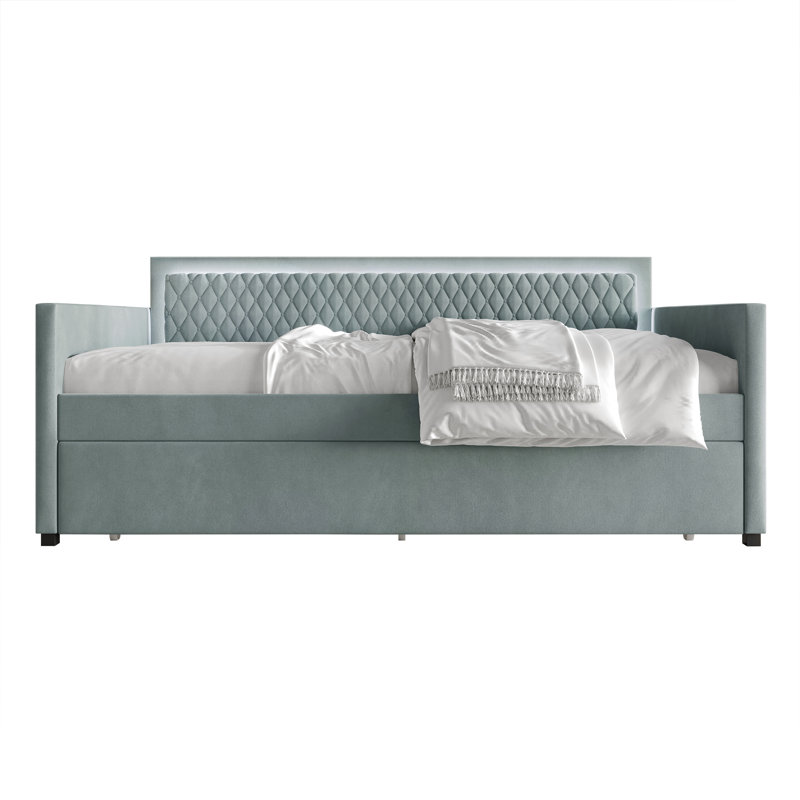 Jenecia Upholstered Daybed, Light Blue