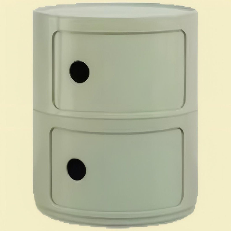 2 Tiers Round Storage Drawers  – Stackable Round Nightstand Drawers, Light Green