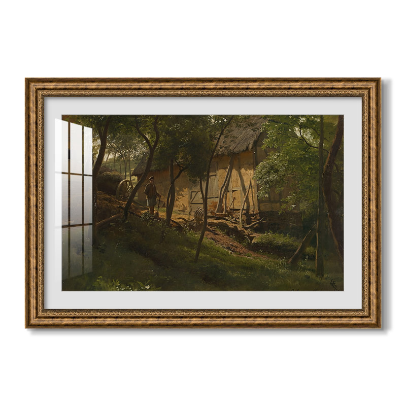German Farm, 1859-Hans Gude-Custom Framed Canvas, Yes, 30X44, Venetian Bronze Relief