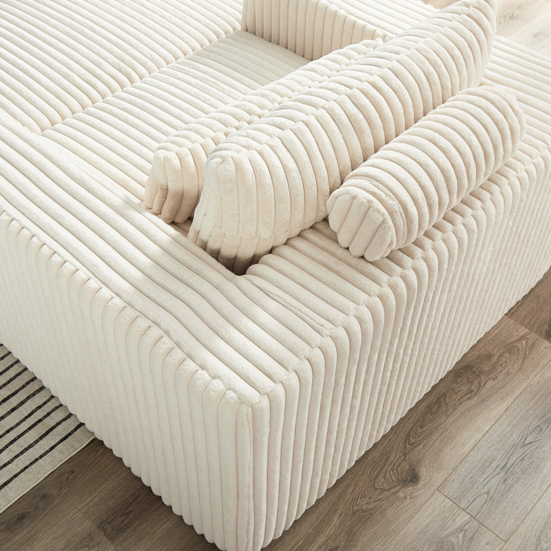 Velours côtelé de 75 pouces avec repose-pieds amovible, aucun assemblage requis, doux et délicat pour la chambre à coucher du salon, ensemble de chaise longue moelleuse, canapé-lit moderne fabriqué à la mode