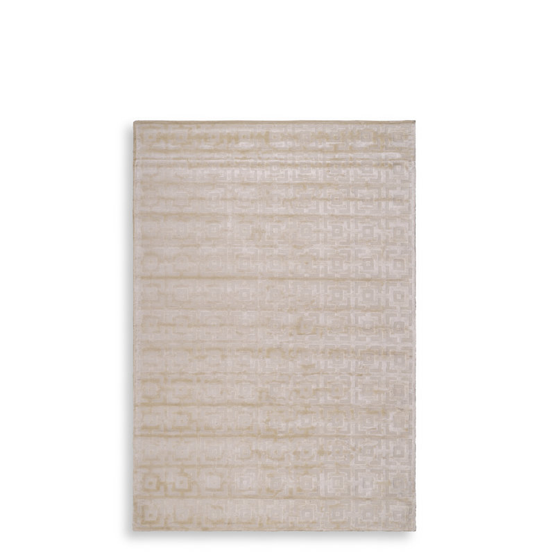 Tapis ivoire noué à la main Reeves, Rectangle 6 pi 6 po x 9 pi 10 po