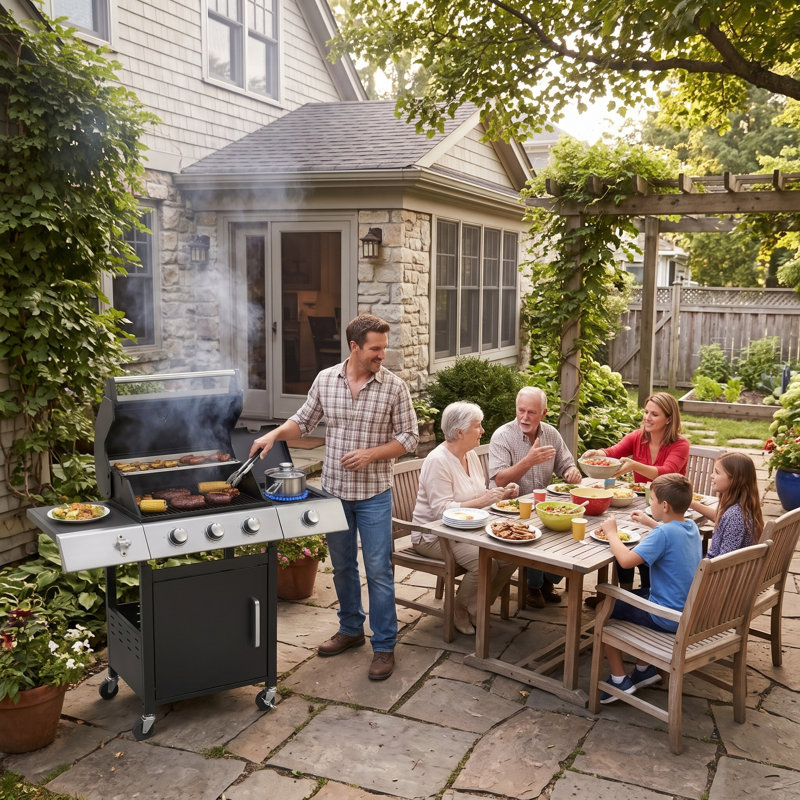 3-burner Propane Gas Grill With Side Burner