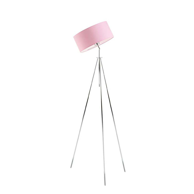 Ariellah 145 H cm Tripod Floor Lamp, Light Pink, Chrome
