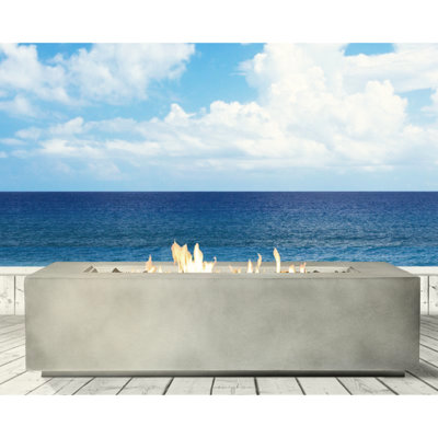 Outdoor Concrete Fireplace - Propane Operated, Lava Rocks Included In Cream White Fire Pit Powered, Versatile For Patio Use