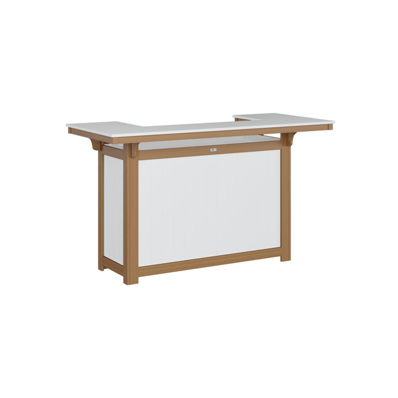 Outdoor Rectangle Bar Table, White, Natural Teak