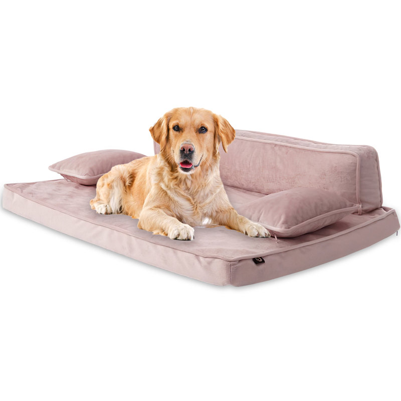 Braunste Orthopedic Modern Sofa Pet bed, Small (30" W x 20" D x 9.5" H), Pink