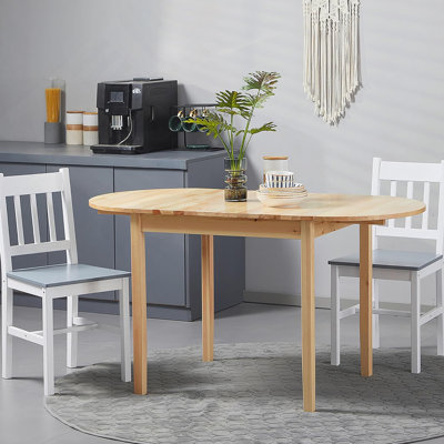DFW Solid Wood Folding Dining Table, Drop Leaf Kichen Dining Room Desk For Small Spaces, Small Kitchen, Expandable Folding Round Table For Home, Apartment,Office, Natural